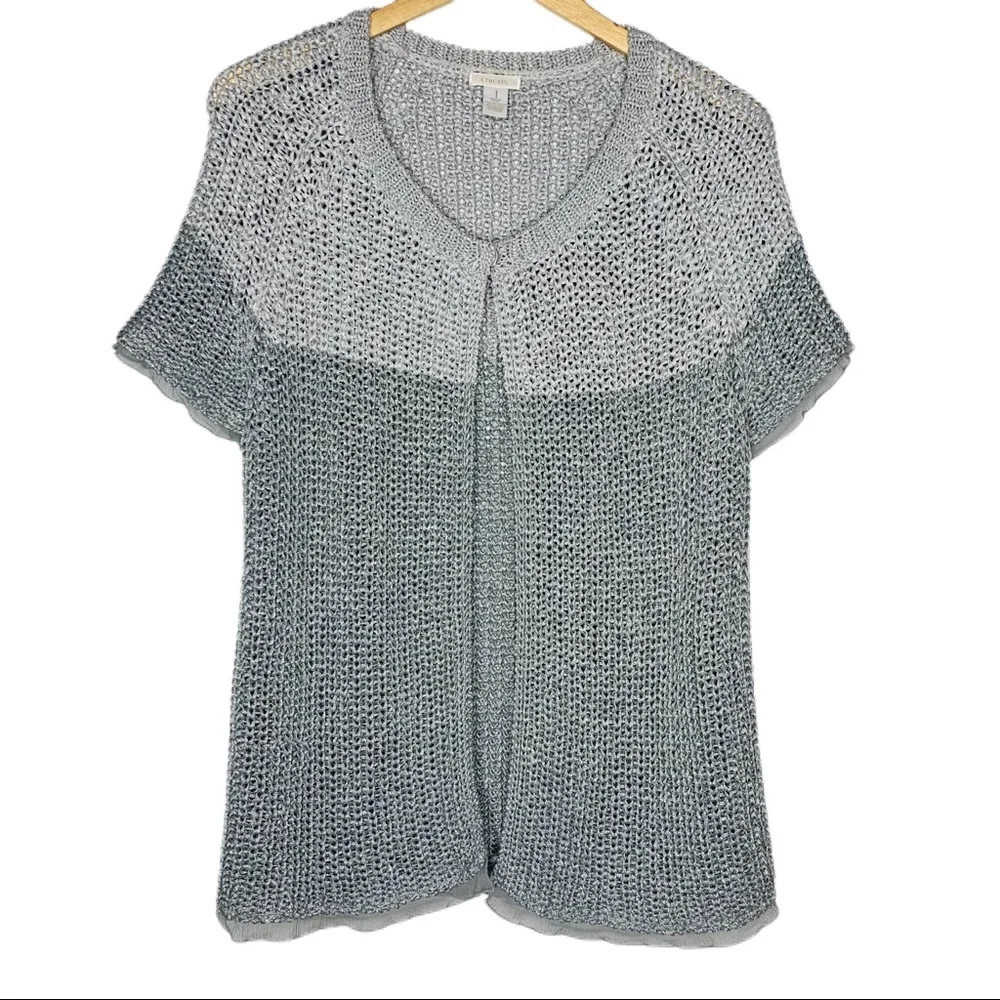 Chico’s Metallic‎ Silver Gray Open Cardigan
